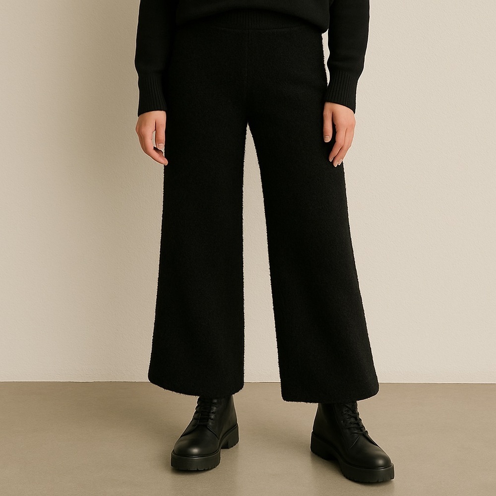Amanda Uprichard Black Charlett Cozy Pant XS Wide-Leg Trousers Loungewear NWOT